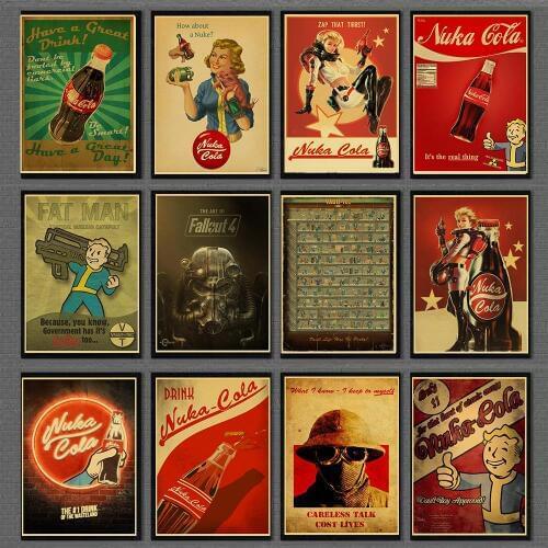 Fallout 3 4 Game Poster Home Furnishing decoration Highend Kraft paper Poster Game Drawing core Wall art for home/bar