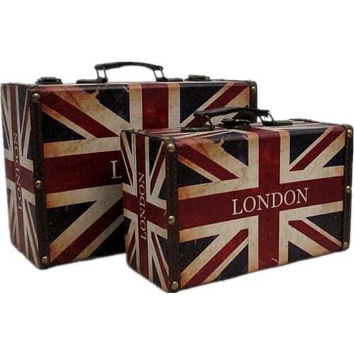 Creative Retro Leather Wooden Suit Box Clothes Storage Box Luggage Case Home Decoration Vintage Photography Props Window Display