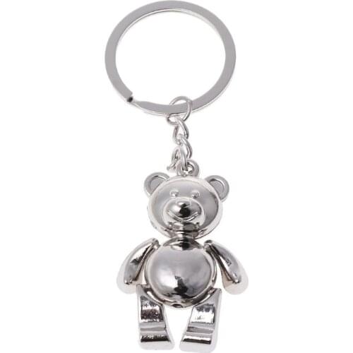 Y166 Metal Movable Bear Keychain 3D Animal Kering Women Car Handbag Charm Accessory