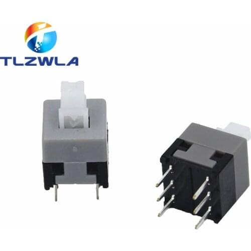 1000PCS Mini Push button switch 6Pin Push Tactile Power Micro Switch Self lock On/Off button Latching switch 8.5X8.5mm 8.5*8.5mm