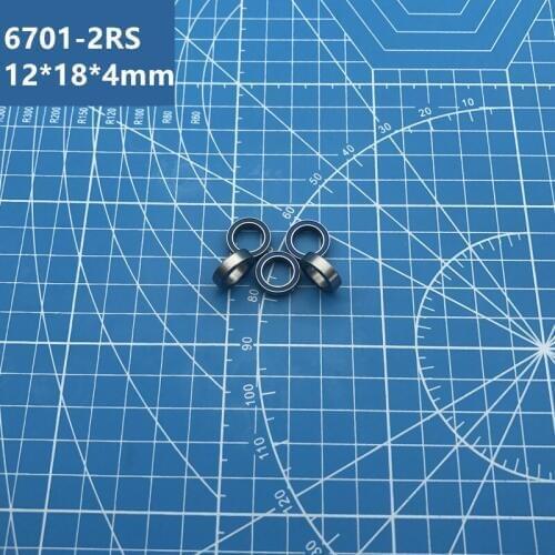 Free Shipping High quality 6701RS 6701-2RS 12*18*4 mm Miniature double Rubber blue seal Deep Groove Ball Bearing 6701 2RS