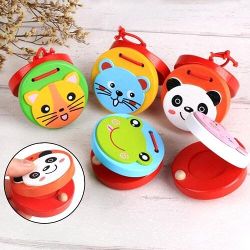 Cartoon Frog Panda Animal Child Wooden Educational Castanets Toy Xmas Gift Instrument Kid Musical Toy