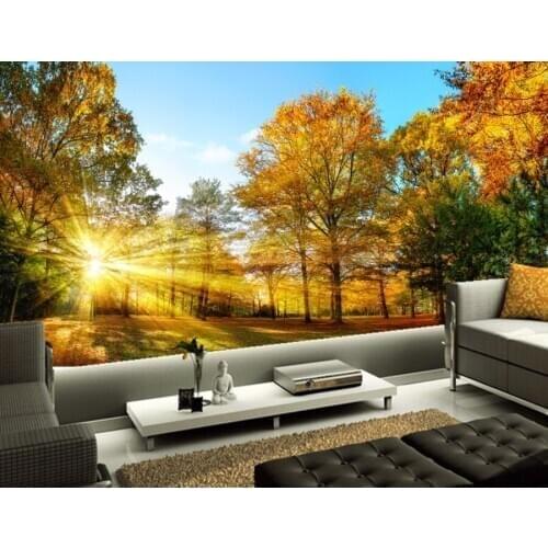 Custom mural,Seasons Autumn Trees Rays of light Nature wallpapers,bar living room tv background kids room 3d wallpaper