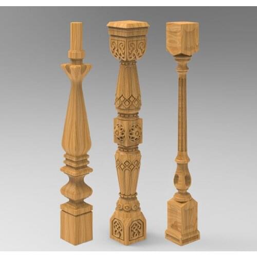 3pcs set 3D STL Model _Supports stands legs for CNC Router 3D Printer Artcam Aspire Cut3d -Balusters and Columns