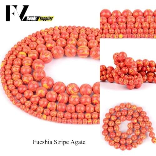 Wholesale 4mm-12mm Synthetic Fuchsia Malachite Spacer Round Stone Beads For Jewelry Making DIY Bracelets Necklace Needlework 15"