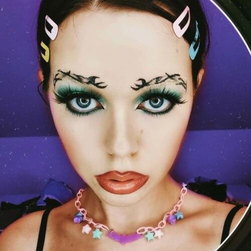 Harajuku Colorful Star Bat Pendant Necklace For Women Girls Acrylic Fashion Cute Charm Creative Animal Choker Necklace Jewelry