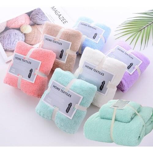Towel bath towel coral velvet suit fine fiber absorbent towel towels bathroom set hair towel hand towel microfiber hair towel