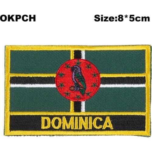 Dominica Square Shape Iron-on Flag Patch Embroidered Saw on Badges Patches for Clothing PT0053-R