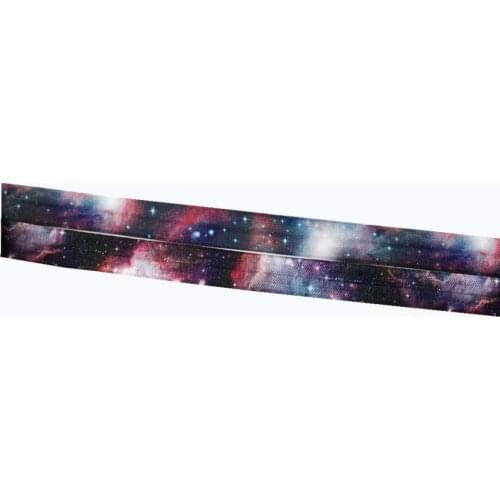Hot Sale Galaxy Printed Fold Over Elastic 10 yards/lot 15mm Stretchy Starry Sky FOE for Hair Tie DIY Headband Garment