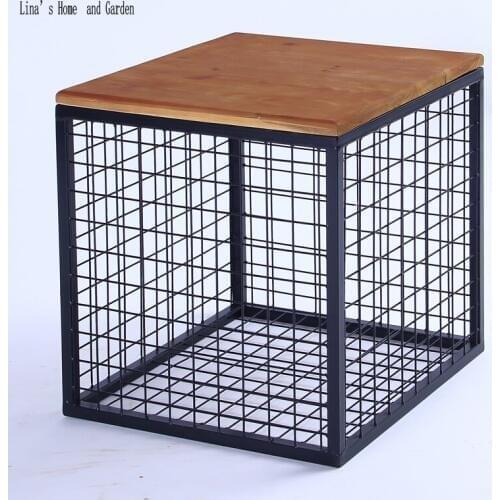 Retro handmade antique square storage stool