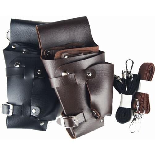 Hair Scissor Bag Hairdressing Leather Barber Scissor Storage Holster Pouch Holder Case Rivet Clips Bag with Waist Shoulder Belt