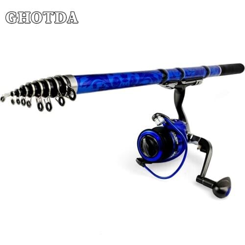Telescopic 15/1.8/2.1/2.4/2.7/3.0M Carbon Rock Fishing Rod Spinning Fishing Pole And Reel Combo Set for Outdoor Sports Tackle