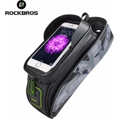ROCKBROS Bicycle Frame Front Tube Waterproof Bike Bag Touch Screen Bike Saddle Package For 5.8 /6 in Cell Phone Bike Accessories