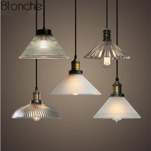 Vintage Glass Pendant Lights Led Loft Hanging Lamp for Bar Industrial Decor Kitchen Home Light Fixtures Suspension Luminaire E27