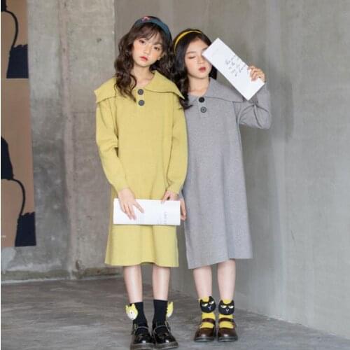 Baby Girls Long Sleeve Knitted Sweater Dress Autumn Winter Children Warm Clothing Kids Birthday Party Dresses Teen Girl Clothes