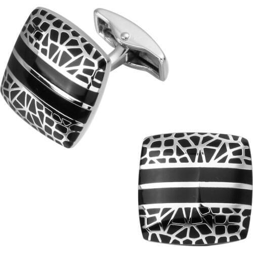 High quality fashion mens shirts Cufflinks Black Enamel Cufflinks square leopard pattern brass material wholesale and retail