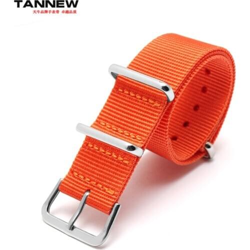 High-quality Orange 18mm 20mm 22mm 24mm waterproof nylon strap NATO strap fashion zulu watchband stainless steel buckle