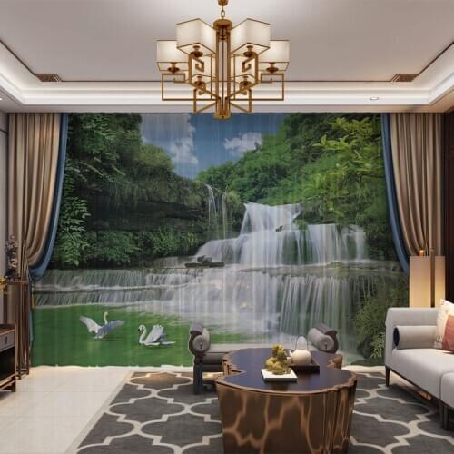 3D Photo Chinese Style Seaside Beach Painting Curtains Drape Panel Sheer Tulle Home Decoration Living Room Bedroom Vintage