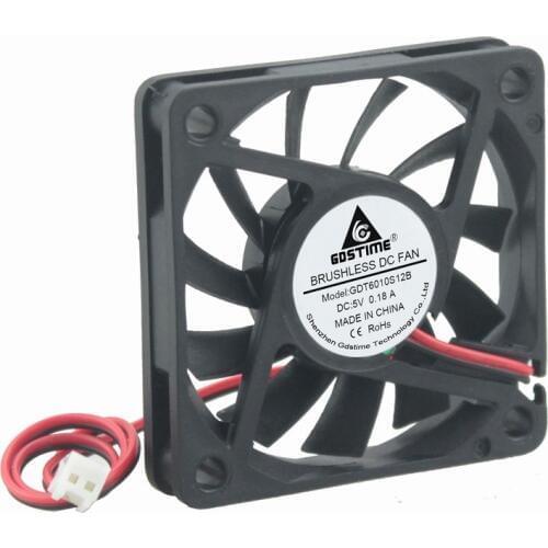 100 Pieces Gdstime DC 5V 2510-2P 60x60x10mm Computer Case Brushless Cooling Fan 60mm x 10mm 6cm 6010