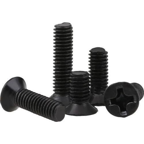 20pcs M4 countersunk head screws cross mechanical screw furniture decorative bolts black 25mm-40mm length