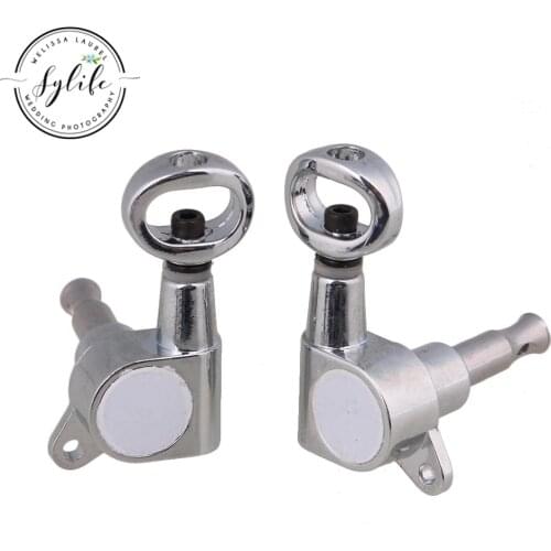 6x Chrome 4x3.7cm 3L3R Folk Guitar Parts Hollow Closed Guitar Tuning Peg