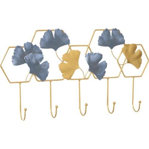 60% Hot Sale Coat Rack Nordic Style Ginkgo Leaf Load Bearing Wall Exquisite Coat Rack Iron Coat Hook Wall Hook for Living Room