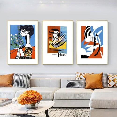 Picasso Abstract Color Art Print Poster Jacqueline with Flowers Unframed Wall Portrait Art Canvas Painting Livingroom Decoration