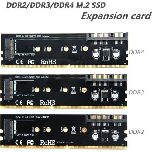 M2 SSD DDR2 3 4 Adapter DDR to M.2 SSD Raiser Riser Card M.2 NGFF B Key Connector SATA Power 7Pin SATA Port Connect Motherboard