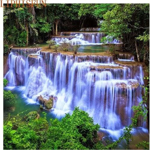 Diamond Painting Cross Stitch Full Square Round Picture of Rhinestone DIY Mosaic Embroidery Waterfall New Year Gift