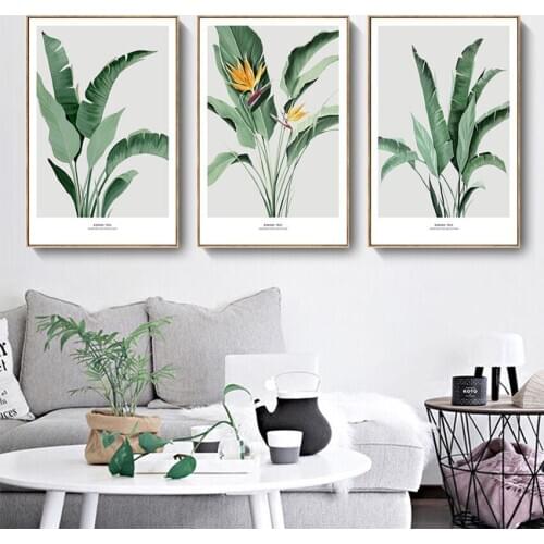 Nordic Decorative Painting Green Plants Simple Living Room Dining Room Porch Canvas Hanging Painting Wall Art Kitchen Poster