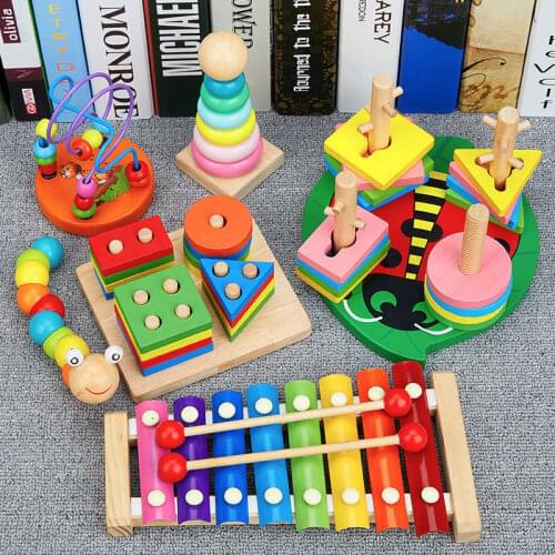 Montessori Wooden Preschool Educational Toys ColorWoodenGeometricSorting Board Early ChildhoodEducationToys Boys and Girls Gifts