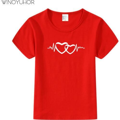Heartbeat Of Love Printed T Shirt Kids Short Sleeve Tops Children Short Sleeve T-Shirt Boys Girls Funny Clothing