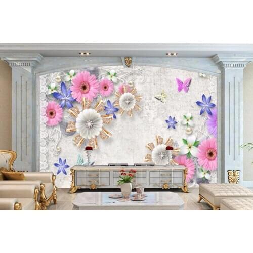 CJSIR Custom Photo Wall Murals Wall Stickers Floral Jewelry Background Wall Papel De Parede Wallpaper for Walls 3 d Dcoration