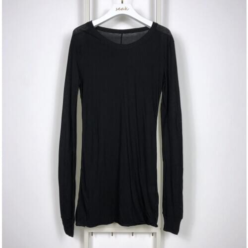 Owen seak Men Bottoming shirt 100% Cotton Gothic Style Mens Clothing Tops Tees Summer Women Tees Black Long T Shirt Size XL