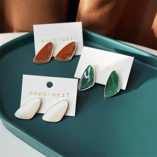 Retro Geometric Color Glaze Earrings South Koreas Temperament Sweet Elegant Fashion Joker Color Earrings Girl Jewelry Gift