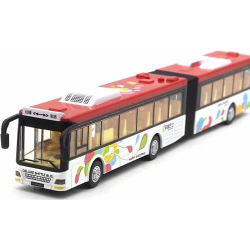 Hot 1:50 long double bus alloy model, die-casting sound and light pull back model childrens collection gift, free shipping