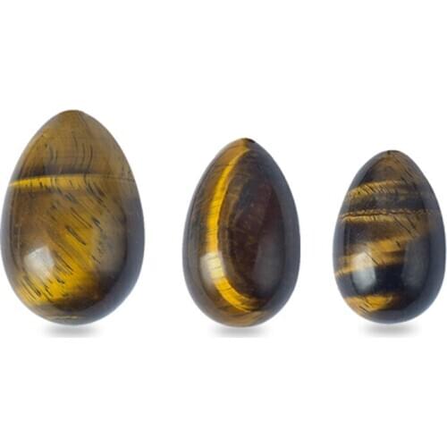Jeaxi 3 Size Undrilled Jade Egg Tiger Eye Gemstone Sphere Natural Crystal Massage Healing Ball Carved Craft Stones for Massager