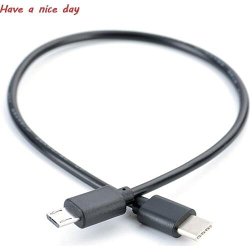 Hot 1pc USB Type C Male To Micro USB 5 Pin B Male Plug Converter OTG Adapter Lead Data Cable for Mobile Phones 30cm