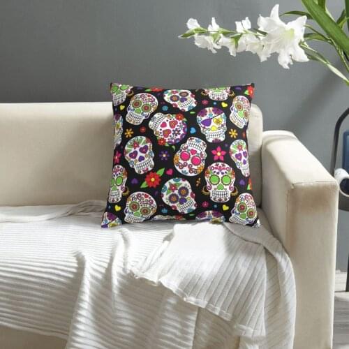 Mexican Skull pattern print Cushion Cover Decorative Pillowcase Chair Seat Square Car Pillow Cover Home Living Textile