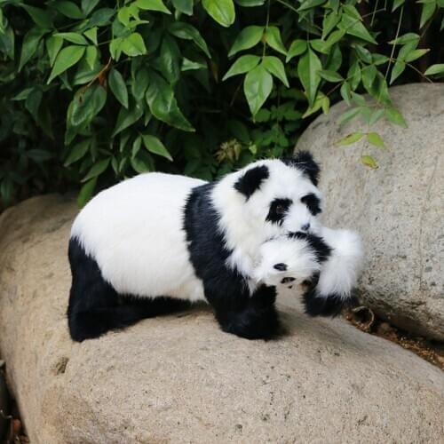 Simulation White Black Bear Panda Plush Animal Miniature Figure Handmade Craft Home Desk Decoration Child Toy Gift Shooting Prop