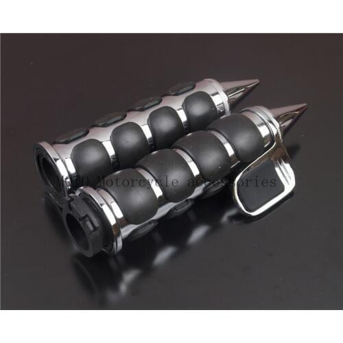1" 25mm Motorcycle Chrome Black Sharp Handle Bar Hand Grips for For HONDA CHOPPER ROAD V STAR XVS