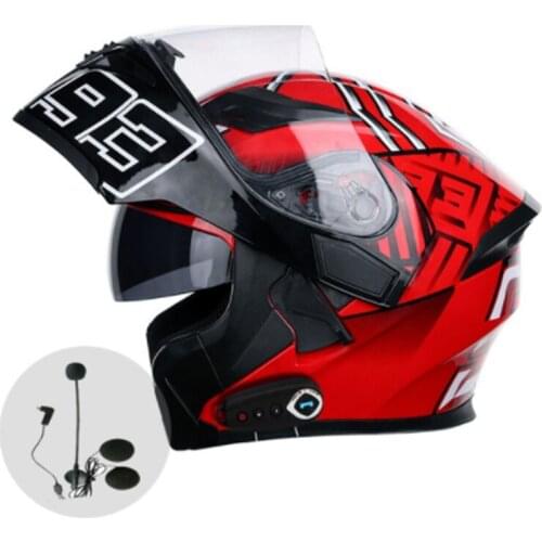 Motorcycle Headset Helmet Bluetooth-compatible Double Sun Visor Open Face Helmet Motocross Racing Full Helmets Moto Casco