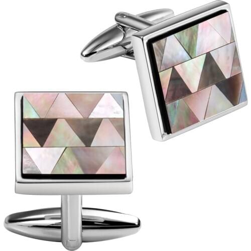 New Arrival Square Mother of Pearl/Gray Seashell Cufflinks Fashion Triangle Shell Mens Cuff Button Best Gifts for Wedding