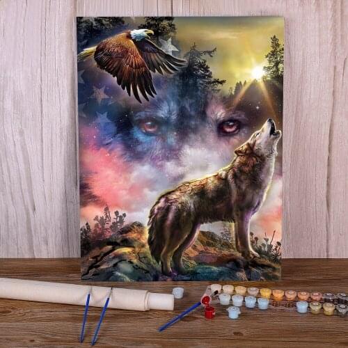Animal Wolf DIY Painting By Numbers Complete Kit Acrylic Paints 40*50 Painting On Canvas Loft Wall Picture For Handiwork