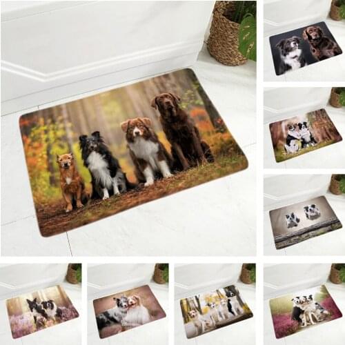 Pet Scotland Border Collie Floor Door Mat Non-Slip Decor Dog Animal Doormat Soft Flannel Rug for Hallway kitchen Room Carpet