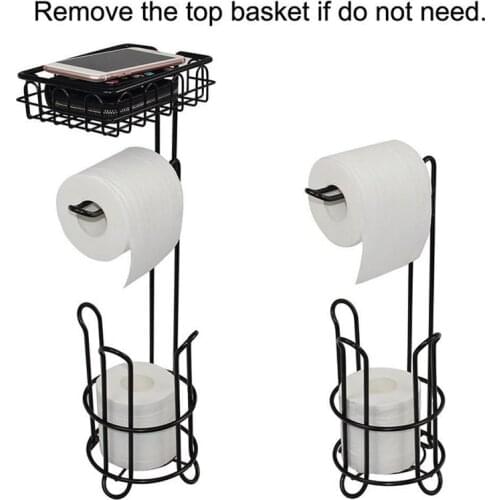 Floor Standing Metal Paper Roll Towel Holder Stand Organizer Toilet Paper Rack Vertical Storage Basket Iron Bathroom HardwareHWC