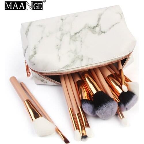 MAANGE New Fashion 1PCS Marble Multi-Function Purse Box Travel Makeup Cosmetic Bag Toiletry Pencil Case Make Up Brushes Bag