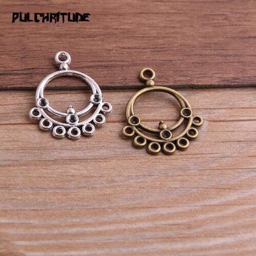 16pcs 22*27mm Two Color Zinc Alloy Necklace Charm Jewelry DIY Hollow Round Connector Pendant Necklace