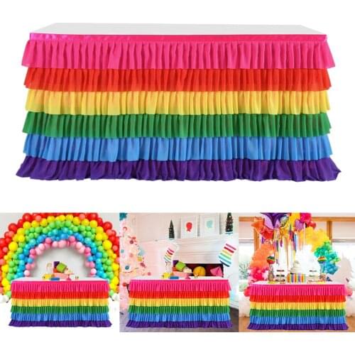 Rainbow Tulle Table Skirts, Tinsel Foil Table Skirt, Party Table Skirt