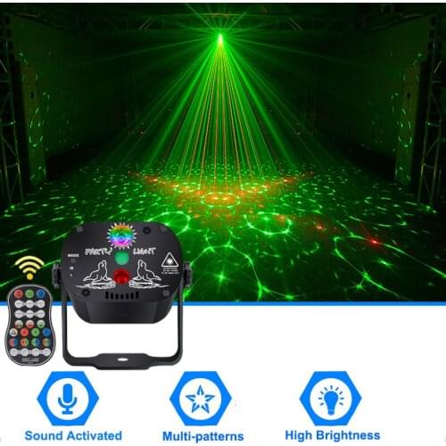 Christmas Decorative Party Lights Disco Lamp Sound Activated RGB LED Laser Remote Control Holiday Indoor Outdoor LED Stage Light